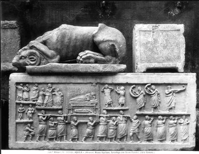 Sarcophagus depicting a funeral cortege by Roman Roman